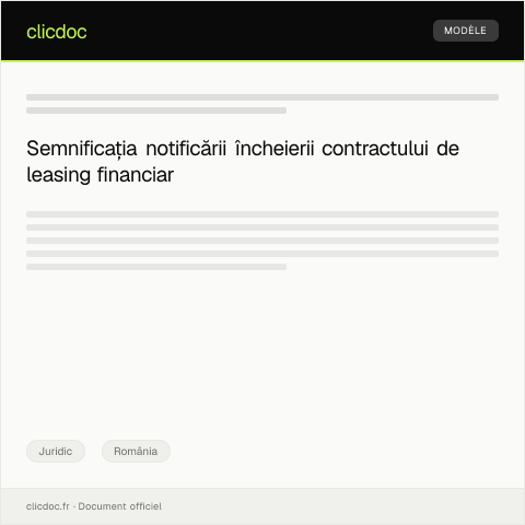 Document preview: Notificare privind încheierea unui contract de leasing financiar — Juridic, România