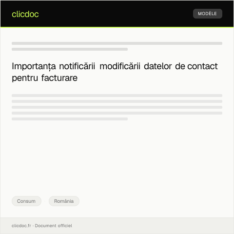 Document preview: Notificare privind modificarea datelor de contact pentru facturare — Consum, România