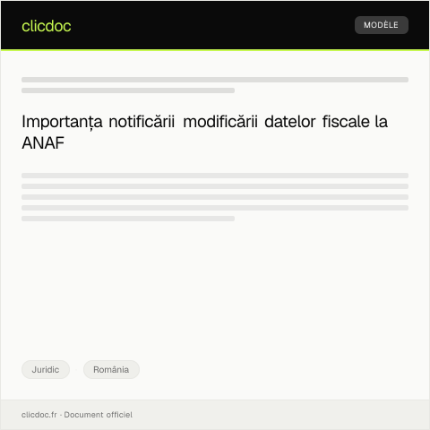 Document preview: Notificare privind modificarea datelor de identificare fiscală — Juridic, România