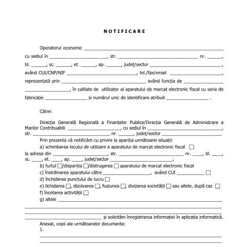 Document preview: Notificare - F4105 (OPANAF 4156/2017) — Alte documente, România (CERFA n°A2E_OPANAF_4156_2017)