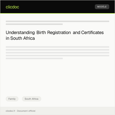 Document preview: Notification of Birth Registration and Issuance of Birth Certificate — Family, South Africa