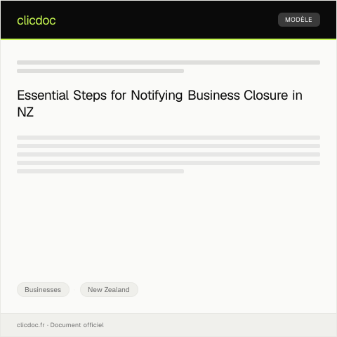Document preview: Notification of Business Closure / Pārongo mō te Katakata Pakihi — Businesses, New Zealand