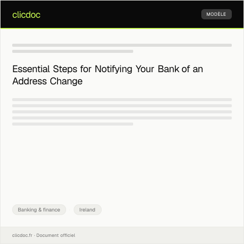 Document preview: Notification of Change of Address for Bank Records — Banking & finance, Ireland