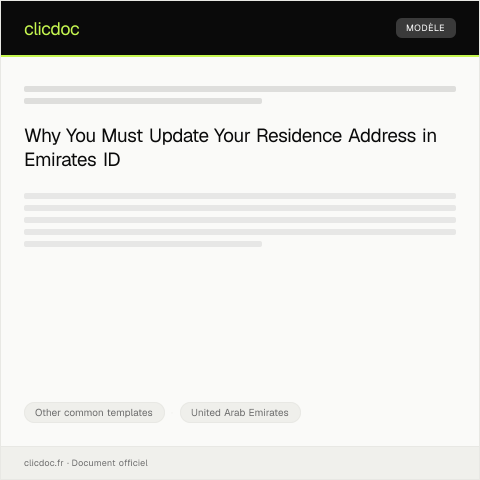 Document preview: Notification of Change of Residence Address in Emirates ID — Other common templates, United Arab Emirates