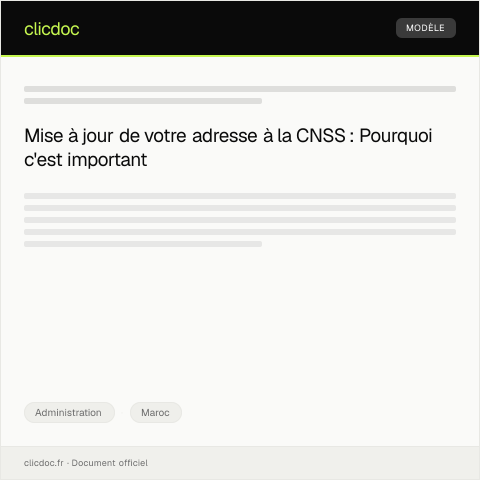 Aperçu du document Notification de changement d’adresse dans le fichier administratif — Administration, Maroc