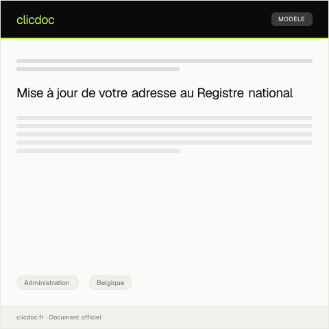 Aperçu du document Notification de changement d’adresse au Registre national — Administration, Belgique