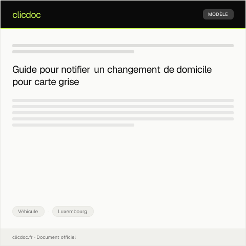 Aperçu du document Notification de changement de domicile pour carte grise — Véhicule, Luxembourg