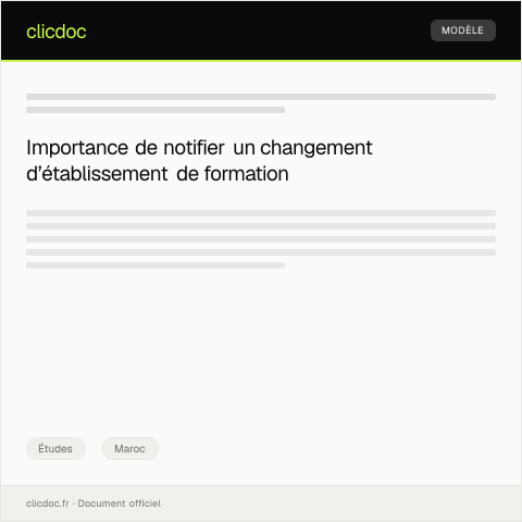 Aperçu du document Notification de changement d’établissement de formation — Études, Maroc
