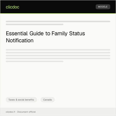 Document preview: Notification of Changes in Family Status / Notification des changements de situation familiale — Taxes & social benefits, Canada