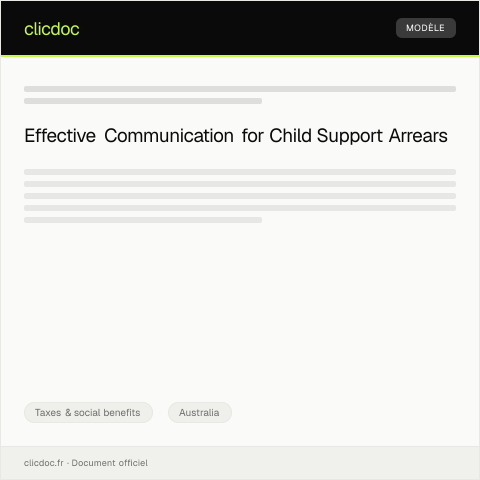 Document preview: Notification of Child Support Arrears — Taxes & social benefits, Australia