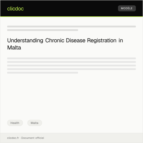 Document preview: Notification of Chronic Disease Registration — Health, Malta