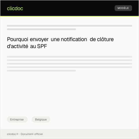 Aperçu du document Notification de clôture d’activité — Entreprise, Belgique