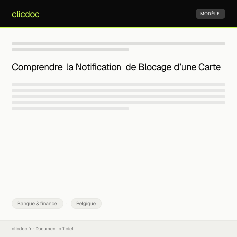 Aperçu du document Notification de confiscation ou de blocage d’une carte — Banque & finance, Belgique