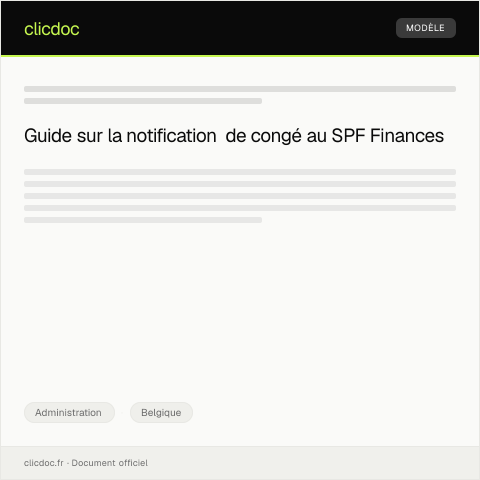 Aperçu du document Notification de congé pour fin de contrat ou mise à la retraite — Administration, Belgique