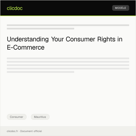 Document preview: Notification of Consumer Rights in Online Shopping — Consumer, Mauritius