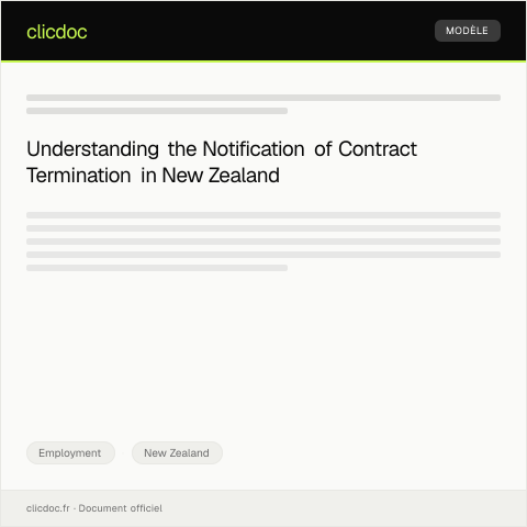 Document preview: Notification of Contract Termination / Pānui mō te whakamutunga kirimana mahi — Employment, New Zealand