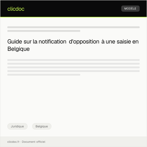 Aperçu du document Notification d'opposition à une ordonnance de saisie — Juridique, Belgique