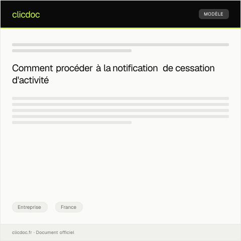 Aperçu du document Notification de cessation d'activité — Entreprise, France