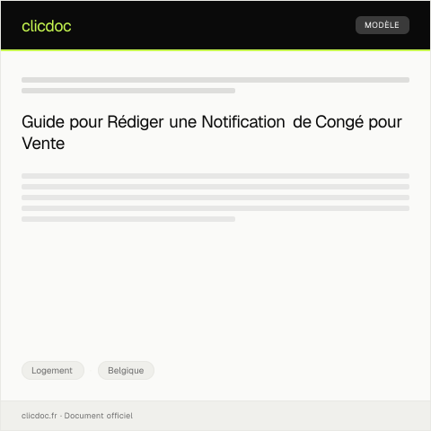 Aperçu du document Notification de congé pour cause de vente du bien immobilier — Logement, Belgique