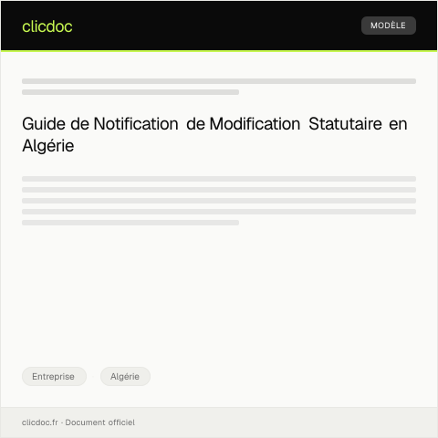Aperçu du document Notification de modification statutaire de la société — Entreprise, Algérie