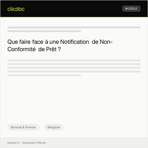 Aperçu du document Notification de non-conformité aux conditions de prêt — Banque & finance, Belgique