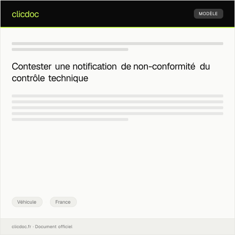 Aperçu du document Notification de non-conformité suite à un contrôle technique périodique — Véhicule, France