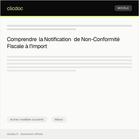 Aperçu du document Notification de non-conformité fiscale à l'import — Autres modèles courants, Maroc