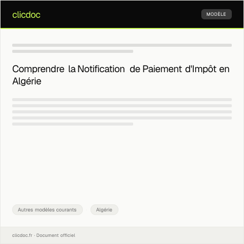 Aperçu du document Notification de paiement d'impôt — Autres modèles courants, Algérie