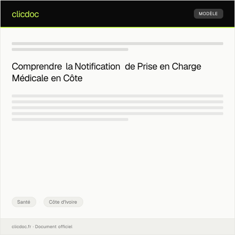 Aperçu du document Notification de Prise en Charge Médicale — Santé, Côte d'Ivoire