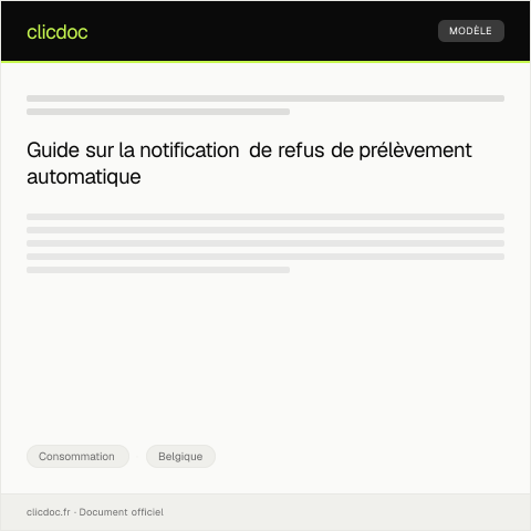 Aperçu du document Notification de refus de prélèvement automatique — Consommation, Belgique