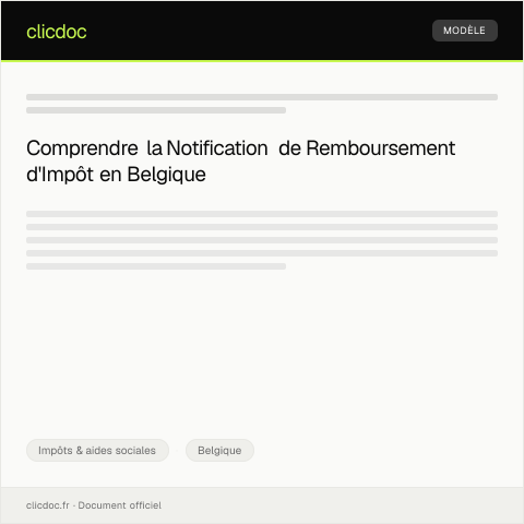 Aperçu du document Notification de remboursement d’impôt — Impôts & aides sociales, Belgique
