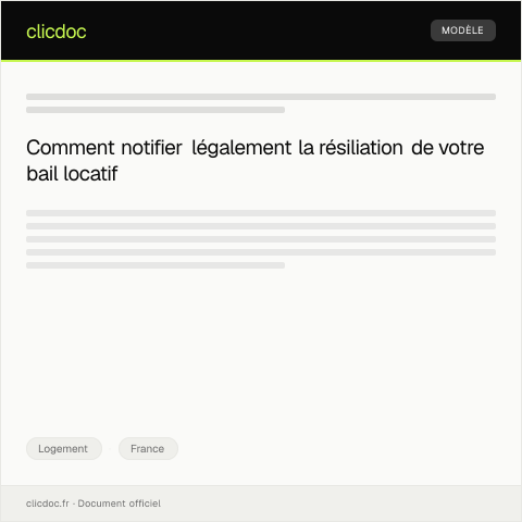 Aperçu du document Notification de résiliation de contrat de location par le locataire — Logement, France