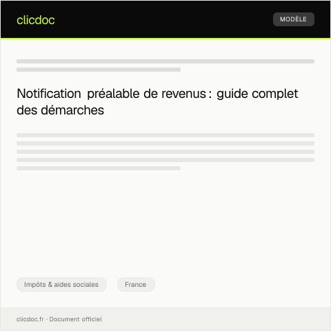 Aperçu du document Notification de revenus pour la déclaration de revenus — Impôts & aides sociales, France