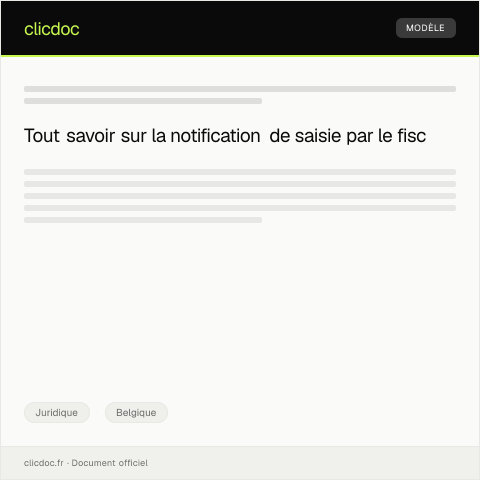Aperçu du document Notification de saisie ou d'exécution par le fisc — Juridique, Belgique