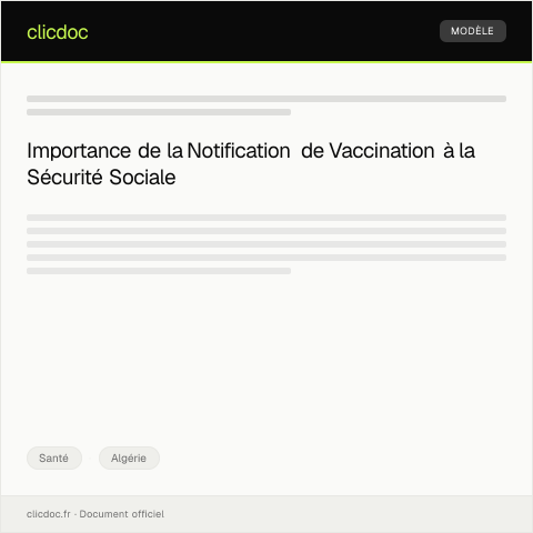 Aperçu du document Notification de vaccination obligatoire à la sécurité sociale — Santé, Algérie