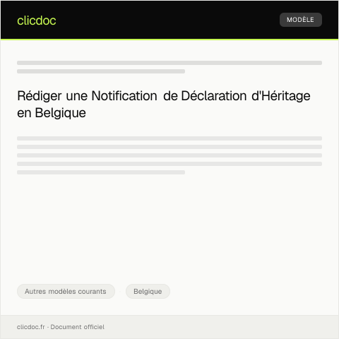 Aperçu du document Notification de déclaration d'héritage — Autres modèles courants, Belgique