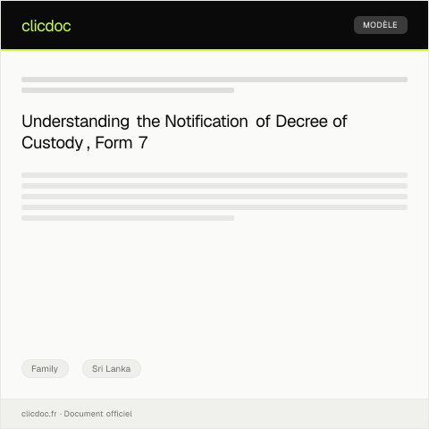 Document preview: Notification of Decree of Custody – Form 7 — Family, Sri Lanka