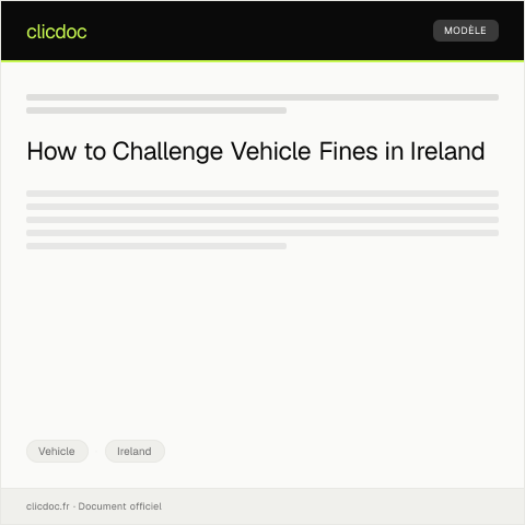 Document preview: Notification of Dispute Regarding Vehicle Fines or Penalties — Vehicle, Ireland