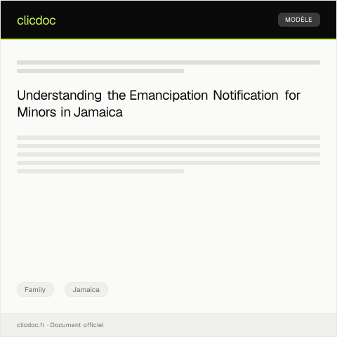 Document preview: Notification of Emancipation of Minor — Family, Jamaica