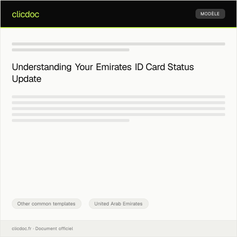 Document preview: Notification of Emirates ID Card Status Update — Other common templates, United Arab Emirates