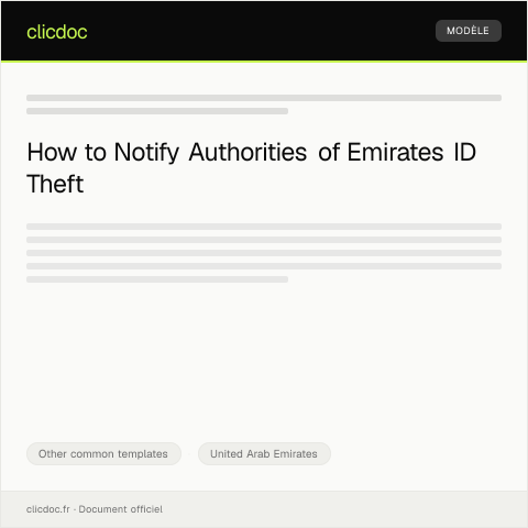 Document preview: Notification of Emirates ID Card Theft — Other common templates, United Arab Emirates