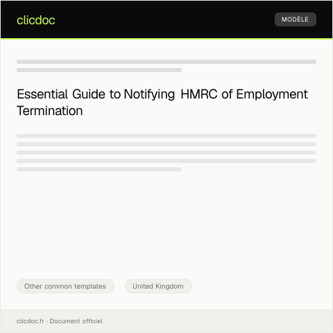 Document preview: Notification of Employment Termination to HMRC — Other common templates, United Kingdom