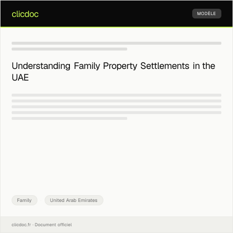 Document preview: Notification of Family Property Settlement — Family, United Arab Emirates
