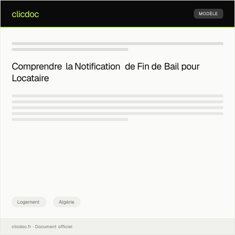 Aperçu du document Notification de fin de bail pour départ du locataire — Logement, Algérie