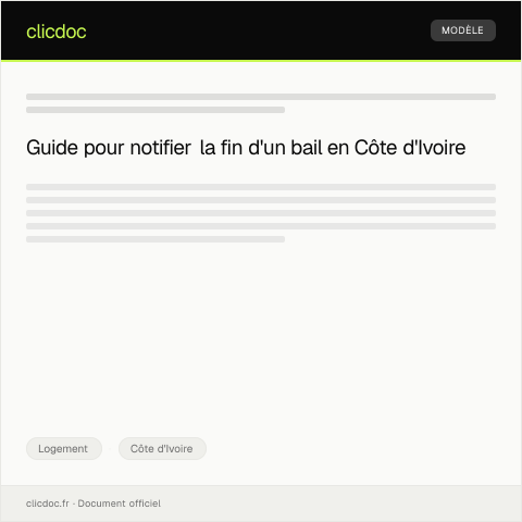 Aperçu du document Notification de fin de bail et restitution du dépôt de garantie — Logement, Côte d'Ivoire