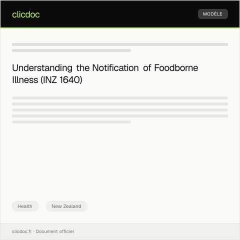 Document preview: Notification of Foodborne Illness (INZ 1640) - pānui mō te mate kai — Health, New Zealand