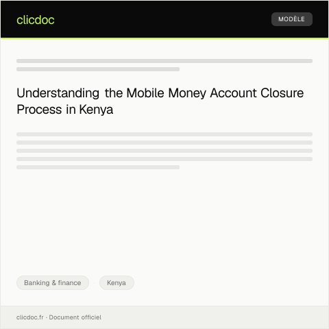 Document preview: Notification for Mobile Money Account Closure (Form BK-MC047) — Banking & finance, Kenya