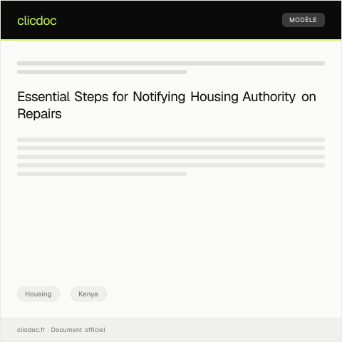 Document preview: Notification to the housing authority regarding structural repairs needed in rental unit — Housing, Kenya