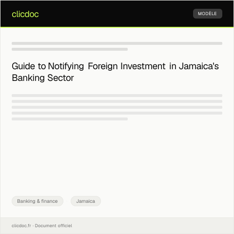 Document preview: Notification of Foreign Investment in Jamaica's Banking Sector — Banking & finance, Jamaica