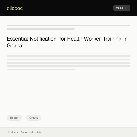 Document preview: Notification of Health Worker Training Programs — Health, Ghana